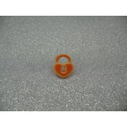 Bouton cadenas coeur orange verni émaillé 15mm