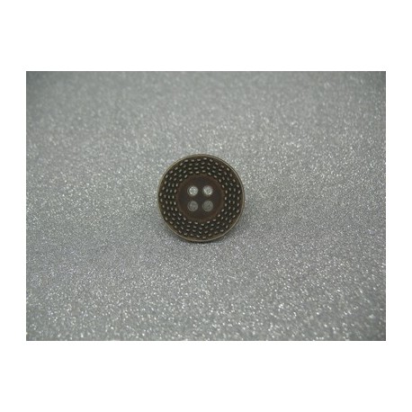 Bouton pointillé délavé marron 20mm