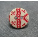 Bouton apache écru rouge 13mm