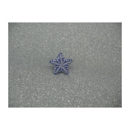 Bouton étoile de mer bleu blanc 15mm