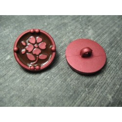 Bouton fleur 12 émaillé verni corail sapin 18mm