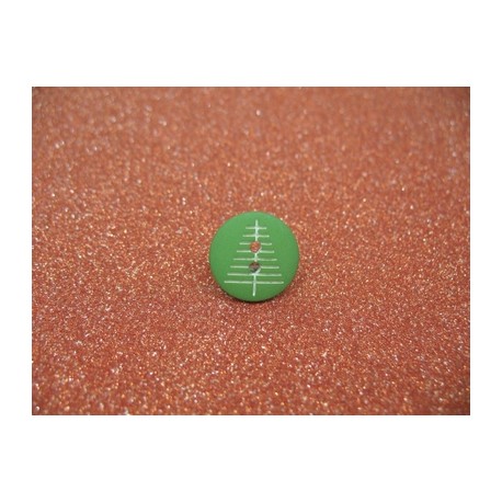 Bouton sapin vert blanc 15mm