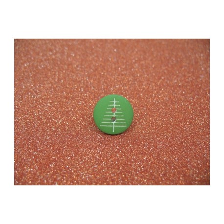 Bouton sapin vert blanc 15mm