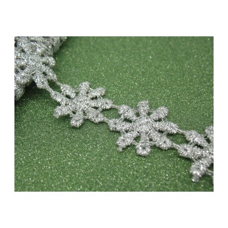 Ruban fleur argent diamètre 23mm