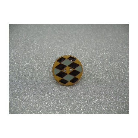 Bouton arlequin ocre verni émaillé 20mm