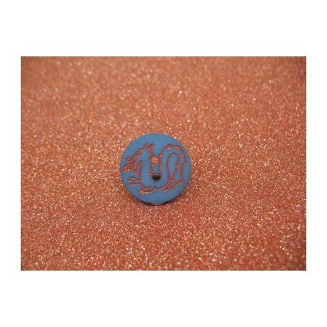 Bouton dragon bleu 18mm