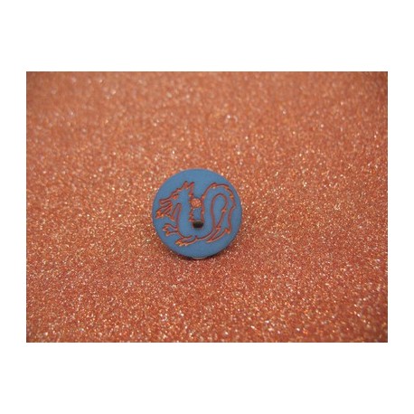 Bouton dragon bleu 18mm