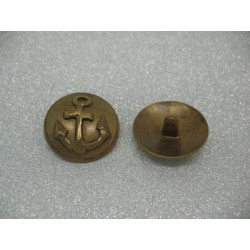 Bouton métal ancre relief vieil or 28mm