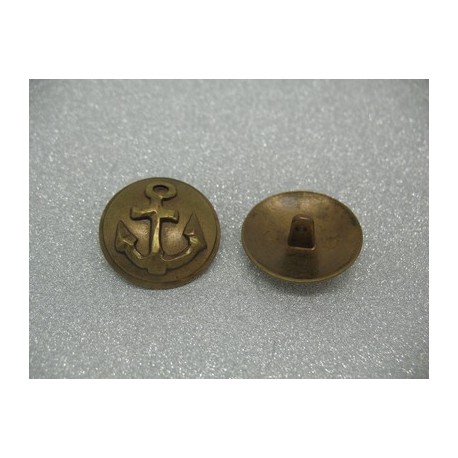 Bouton métal ancre relief vieil or 28mm