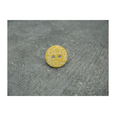 Bouton love jaune 12mm