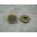 Bouton edelweiss métallisé vieil or 18mm