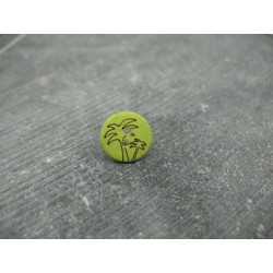 Bouton coco gravé palmier vert anis 13mm