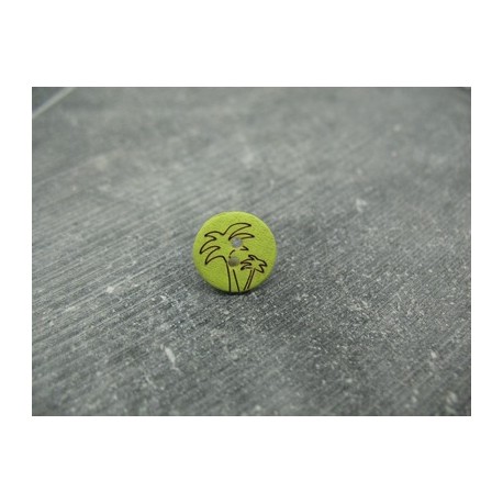 Bouton coco gravé palmier vert anis 13mm