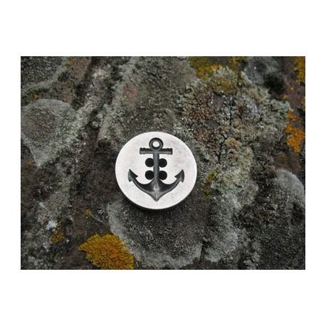 Bouton ancre métallisé vieil argent 28mm