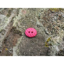 Bouton gaufre oval fuschia 13mm