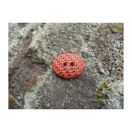 Bouton gaufre oval orange 15mm
