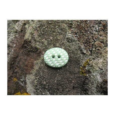 Bouton gaufre oval vert d’eau 15mm