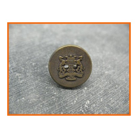 Bouton métallisé lévriers royaux vieil or 22 mm