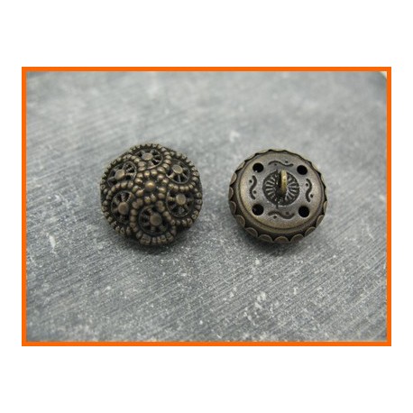 Bouton métal style Turquie vieil or 18mm