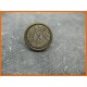 Bouton métal cercle vieil or résine pailletée marron 19mm