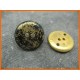 Bouton métallisé noir vieil or base dorée 22mm