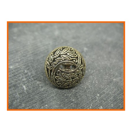 Bouton métallisé académie semi bombé vieil or 21mm