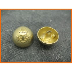 Bouton métal demi boule ancre or 18mm