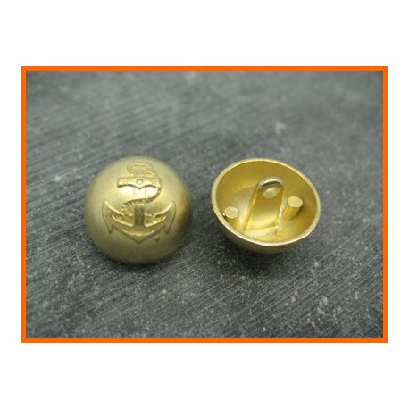 Bouton métal demi boule ancre or 18mm