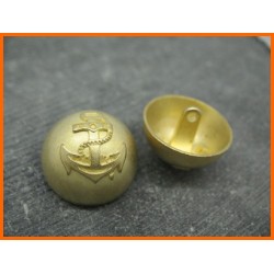 Bouton métal demi boule ancre or 23mm