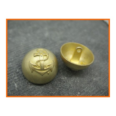 Bouton métal demi boule ancre or 23mm