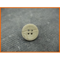 Bouton cuir craquelé ivoire 15mm