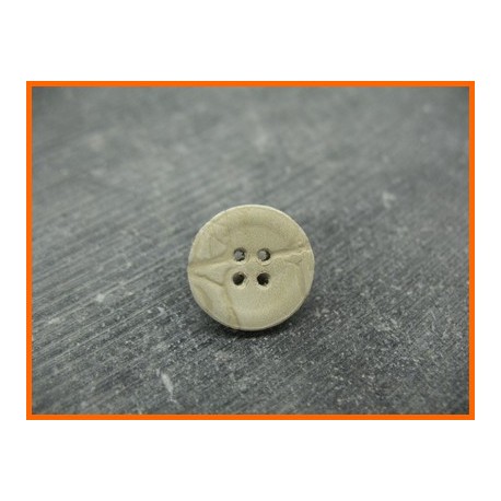 Bouton cuir craquelé ivoire 15mm