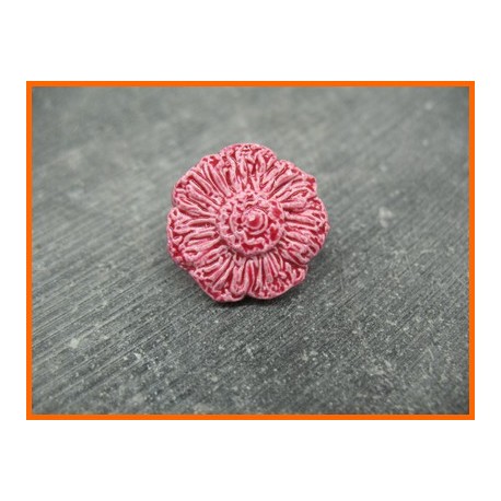 Bouton fleur émaillée verni rouge 22mm