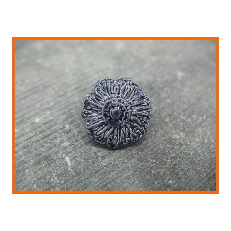 Bouton fleur émaillée verni marine 18mm