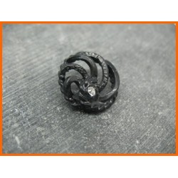 Bouton métal strass noir 23mm