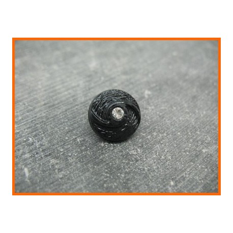 Bouton hélice strass noir 15mm