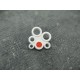 Bouton fleur 6 anneaux blanc rouge 18mm