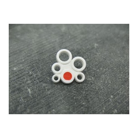 Bouton fleur 6 anneaux blanc rouge 18mm