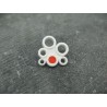 Bouton fleur 6 anneaux blanc rouge 18mm