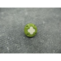 Bouton fleur 4 points olive écru 12mm