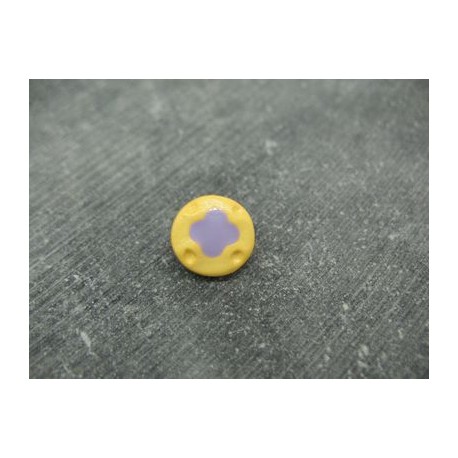 Bouton fleur 4 points jaune lavande 12mm