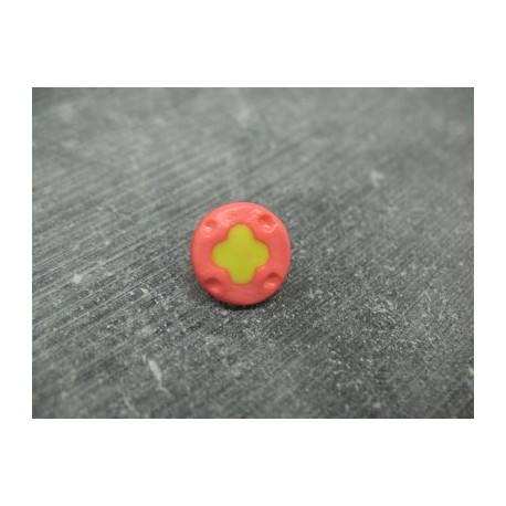 Bouton fleur 4 points corail anis 12mm