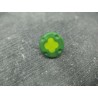 Bouton fleur 4 points vert jaune 12mm