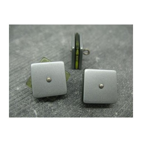 Bouton carré 3 couches pivotantes gris / verre fumé 21mm