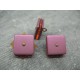 Bouton carré 3 couches pivotantes violet / rouge 21mm