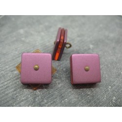Bouton carré 3 couches pivotantes violet / rouge 21mm