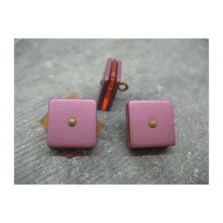 Bouton carré 3 couches pivotantes violet / rouge 21mm