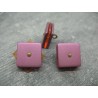 Bouton carré 3 couches pivotantes violet / rouge 21mm