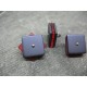 Bouton carré 3 couches pivotantes bleu / rouge 21mm