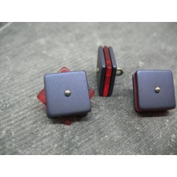 Bouton carré 3 couches pivotantes bleu / rouge 21mm